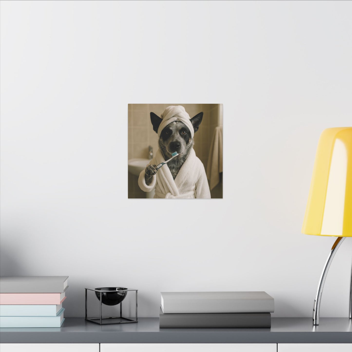Funny Dog Bathroom Canvas Print, Pet Decor, Gift for Dog Lovers, Home Wall Art, Cute Animal Artwork, Pet-Themed Decor