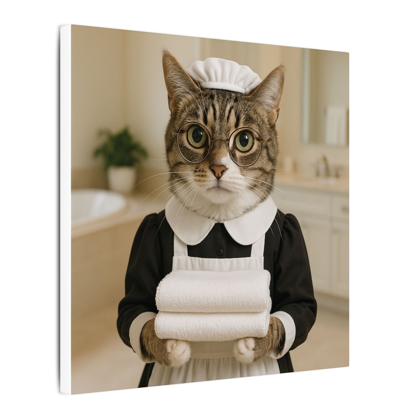 Canvas Print - Emma the Destroyer Maid Cat Towel Delivery