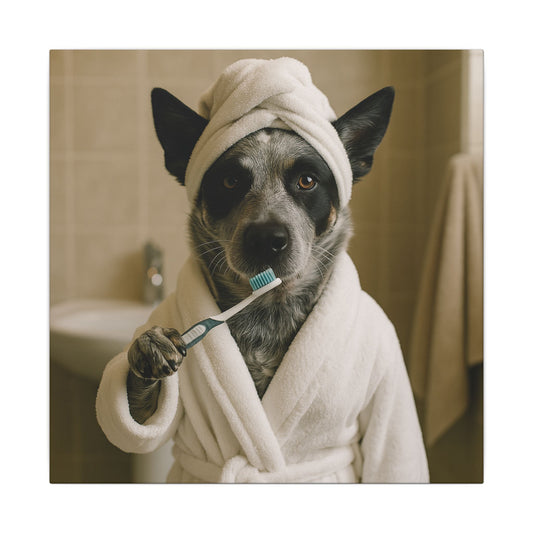 Funny Dog Bathroom Canvas Print, Pet Decor, Gift for Dog Lovers, Home Wall Art, Cute Animal Artwork, Pet-Themed Decor
