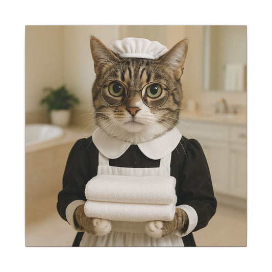 Canvas Print - Emma the Destroyer Maid Cat Towel Delivery
