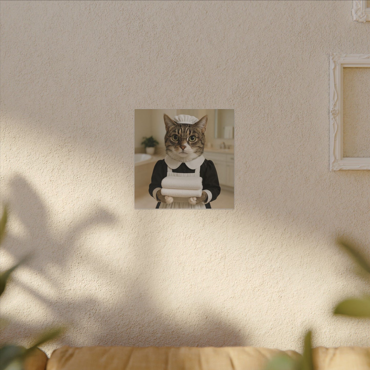Canvas Print - Emma the Destroyer Maid Cat Towel Delivery