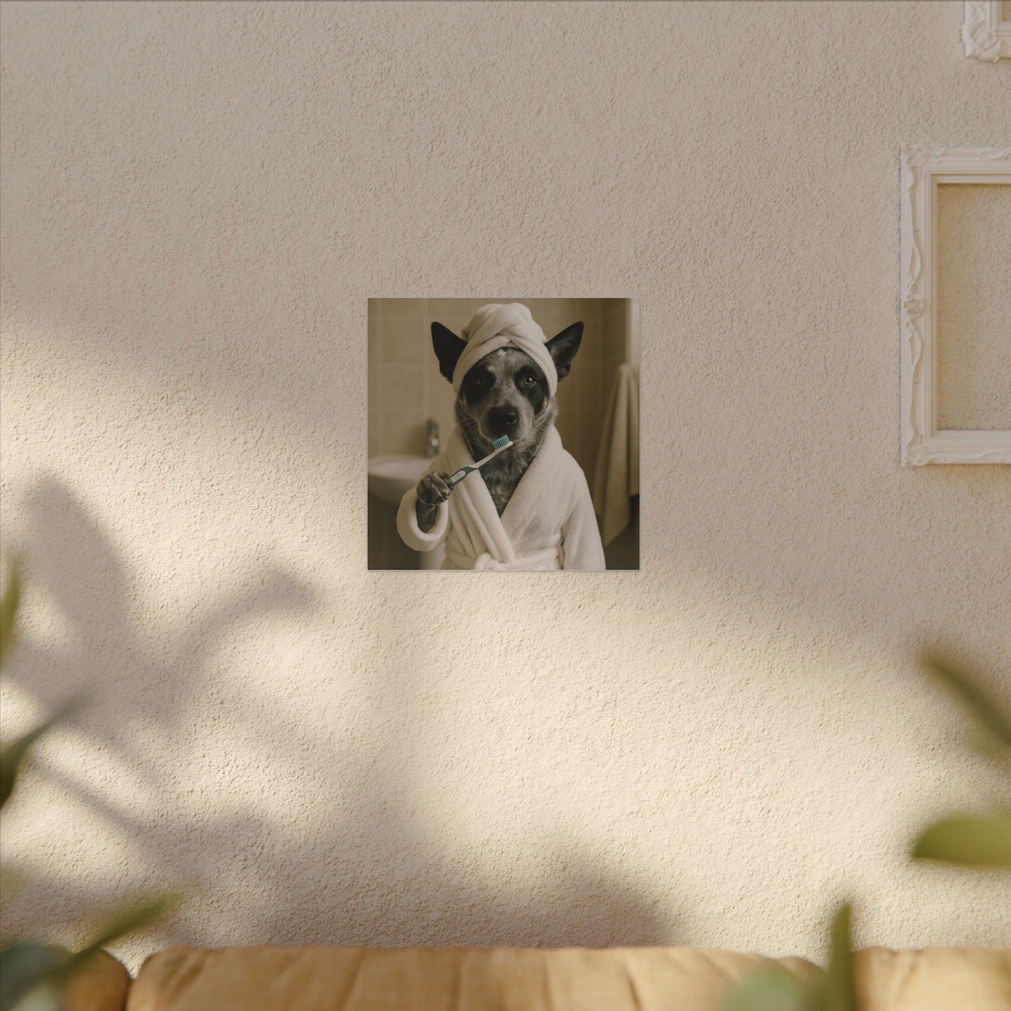 Funny Dog Bathroom Canvas Print, Pet Decor, Gift for Dog Lovers, Home Wall Art, Cute Animal Artwork, Pet-Themed Decor